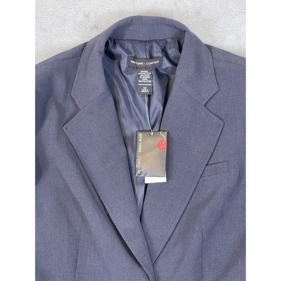 New York & Company Blazer Womens 14 Blue Navy Long Sleeve Double Button NWT - Picture 3 of 12
